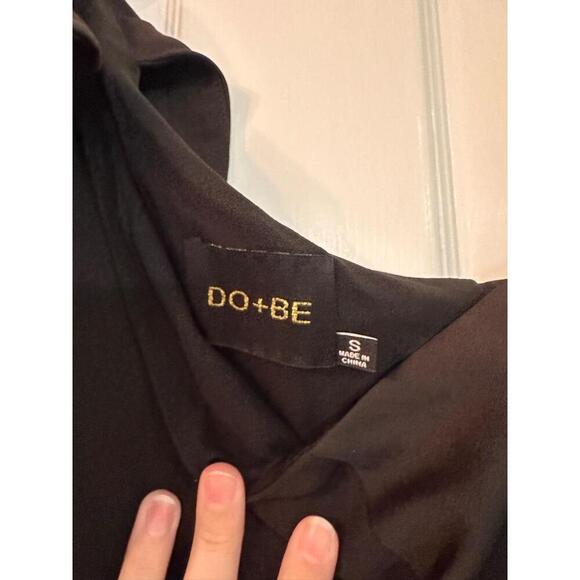 DO+BE Womens Size S Black One Shoulder Mini Ruched Puffed Sleeve Cocktail Party - Picture 3 of 8